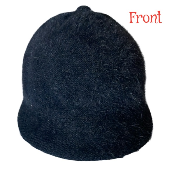 Disneyland Black Angora & Wool Blend Jockey Cap Hat wit Crystals - Picture 5 of 8